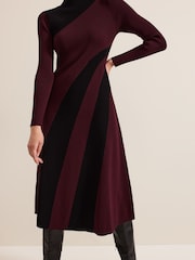 Phase Eight Red Julie Ribbed Fit And Flare Midi Dress - Image 6 of 7