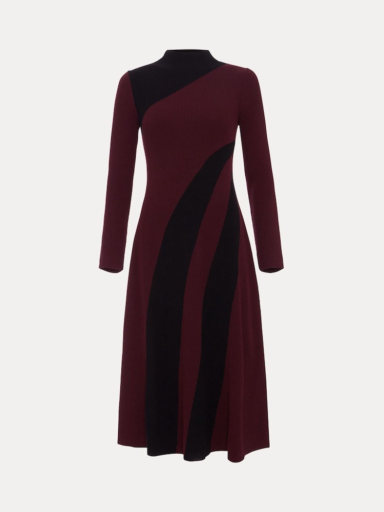 Phase Eight Red Julie Ribbed Fit And Flare Midi Dress - Image 7 of 7