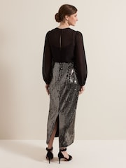 Phase Eight Black Petite Aniya Sequin Long Sleeved Maxi Dress - Image 2 of 6