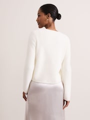 Phase Eight Cream Mindy Fluffy Knit V-Neck Cardigan - Image 2 of 7