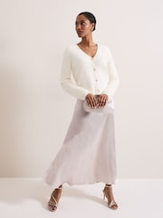 Phase Eight Cream Mindy Fluffy Knit V-Neck Cardigan - Image 3 of 7
