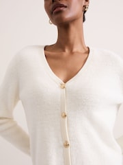 Phase Eight Cream Mindy Fluffy Knit V-Neck Cardigan - Image 5 of 7