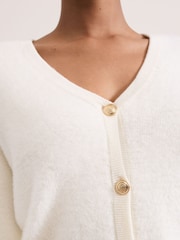 Phase Eight Cream Mindy Fluffy Knit V-Neck Cardigan - Image 6 of 7