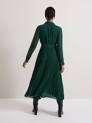 Phase Eight Green Gabriela Pleated Shirt Dress - Image 2 of 7
