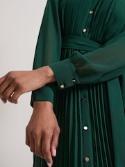 Phase Eight Green Gabriela Pleated Shirt Dress - Image 5 of 7
