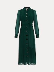 Phase Eight Green Gabriela Pleated Shirt Dress - Image 7 of 7