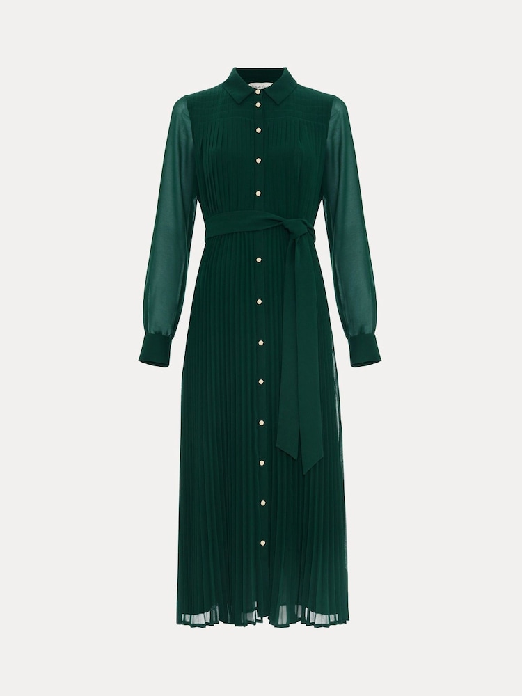 Phase Eight Green Gabriela Pleated Shirt Dress - Image 7 of 7