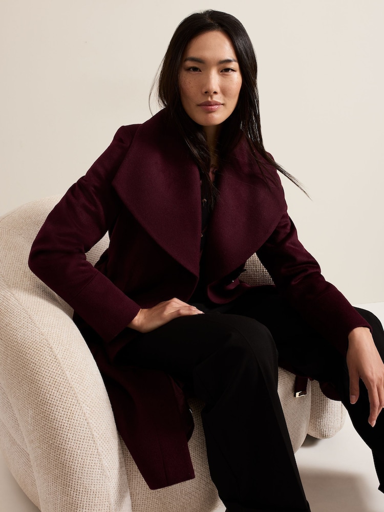 Phase Eight Red Nicci Belted Wool Coat - Image 4 of 7