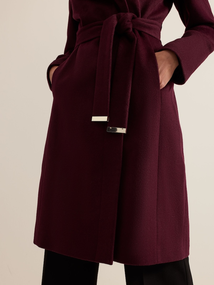 Phase Eight Red Nicci Belted Wool Coat - Image 6 of 7