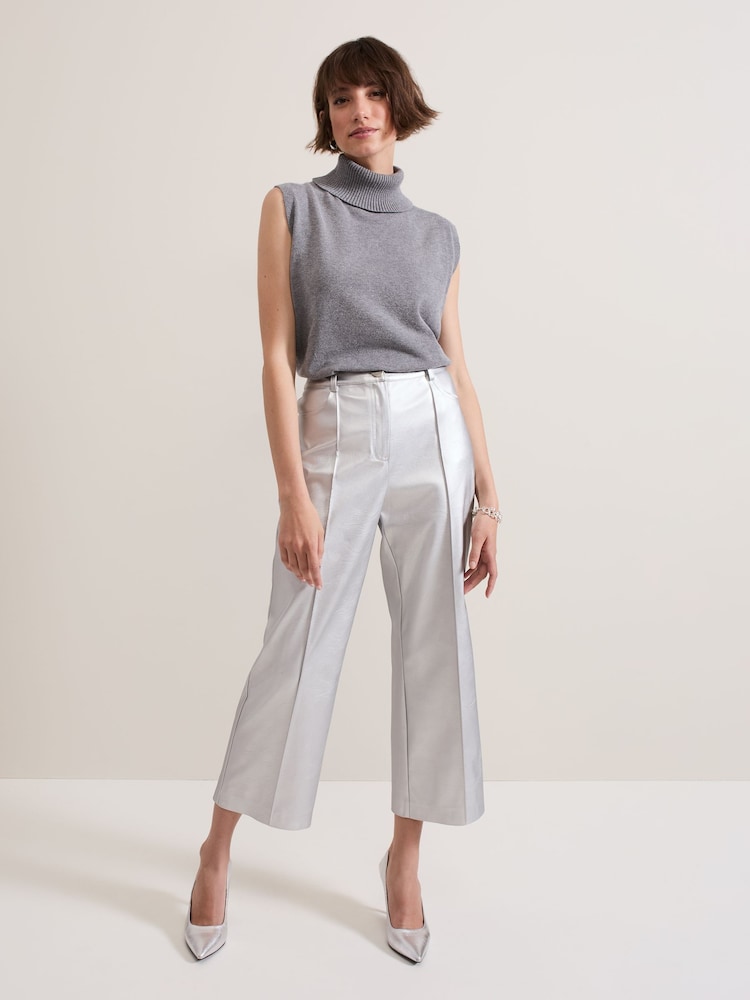 Phase Eight Metallic Kenzie PU Crop Trousers - Image 1 of 7