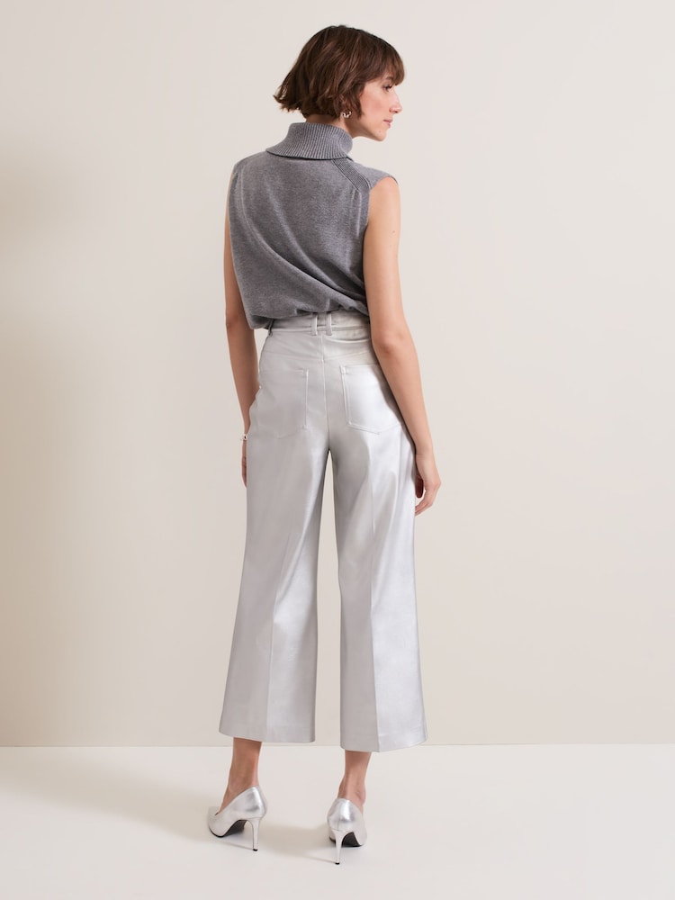 Phase Eight Metallic Kenzie PU Crop Trousers - Image 2 of 7