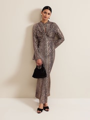 Phase Eight Black Renila Sequin Long Sleeved Maxi Dress - Image 1 of 7