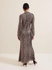 Phase Eight Black Renila Sequin Long Sleeved Maxi Dress - Image 2 of 7