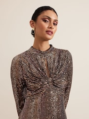 Phase Eight Black Renila Sequin Long Sleeved Maxi Dress - Image 4 of 7