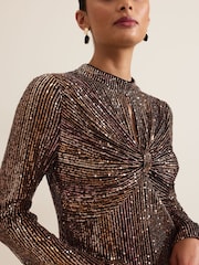 Phase Eight Black Renila Sequin Long Sleeved Maxi Dress - Image 5 of 7