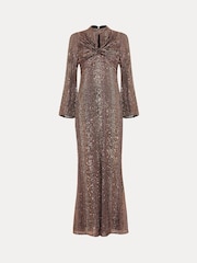 Phase Eight Black Renila Sequin Long Sleeved Maxi Dress - Image 7 of 7