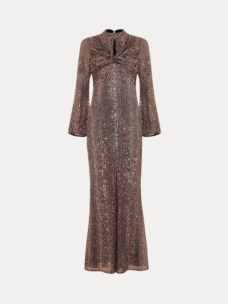 Phase Eight Black Renila Sequin Long Sleeved Maxi Dress - Image 7 of 7