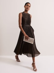 Phase Eight Black Simara Sparkle Pleat Dress - Image 1 of 7