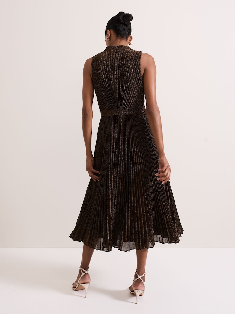Phase Eight Black Simara Sparkle Pleat Dress - Image 2 of 7