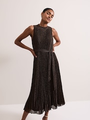 Phase Eight Black Simara Sparkle Pleat Dress - Image 3 of 7