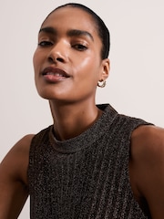 Phase Eight Black Simara Sparkle Pleat Dress - Image 4 of 7
