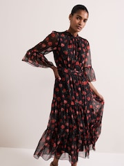 Phase Eight Black Lela Floral Textured Midi Dress - Image 5 of 7