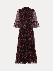 Phase Eight Black Lela Floral Textured Midi Dress - Image 7 of 7