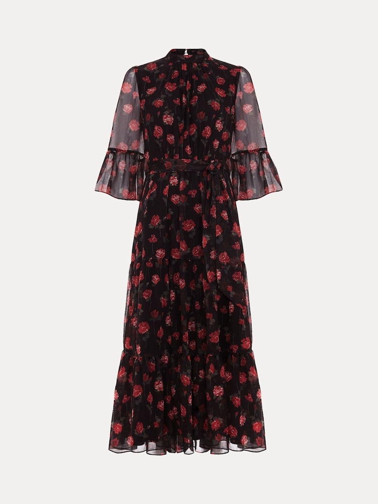 Phase Eight Black Lela Floral Textured Midi Dress - Image 7 of 7