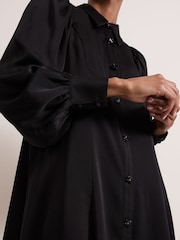 Phase Eight Black Tila Satin Embellished Shirt Dress - Image 5 of 7