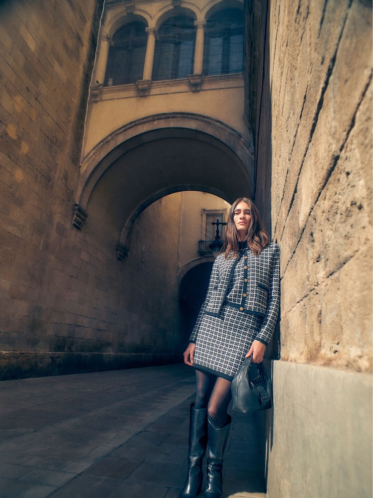 Phase Eight Black Tiffany Metallised Fibre Check Cardigan - Image 1 of 8