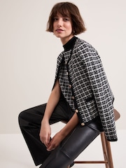 Phase Eight Black Tiffany Metallised Fibre Check Cardigan - Image 6 of 8