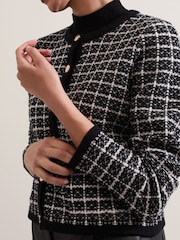 Phase Eight Black Tiffany Metallised Fibre Check Cardigan - Image 8 of 8