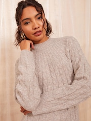 Friends Like These Camel Cable High Neck Mini Dresses - Image 3 of 4
