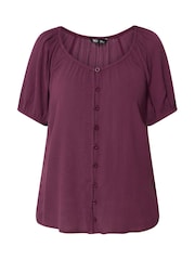 M&Co Purple Petite Crinkle Rayon Short Sleeve Blouse - Image 5 of 5