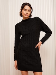 Friends Like These Black Cable High Neck Mini Dresses - Image 1 of 5