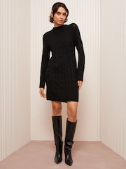 Friends Like These Black Cable High Neck Mini Dresses - Image 2 of 5