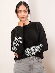 Friends Like These Black Floral Print Sleeve Jumper - Image 2 of 4