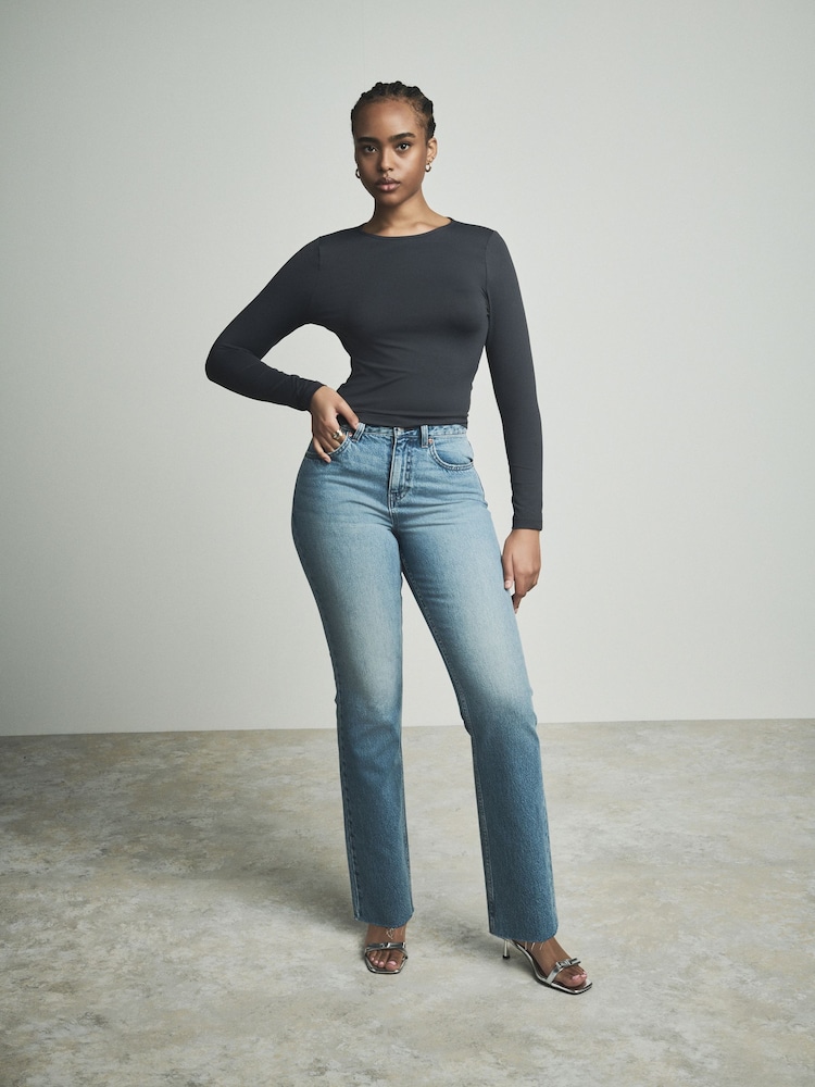 Dark Blue Hourglass Straight Leg 100% Cotton Jeans - Image 1 of 7