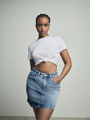 Mid Blue Hourglass Mini Skirt - Image 1 of 8