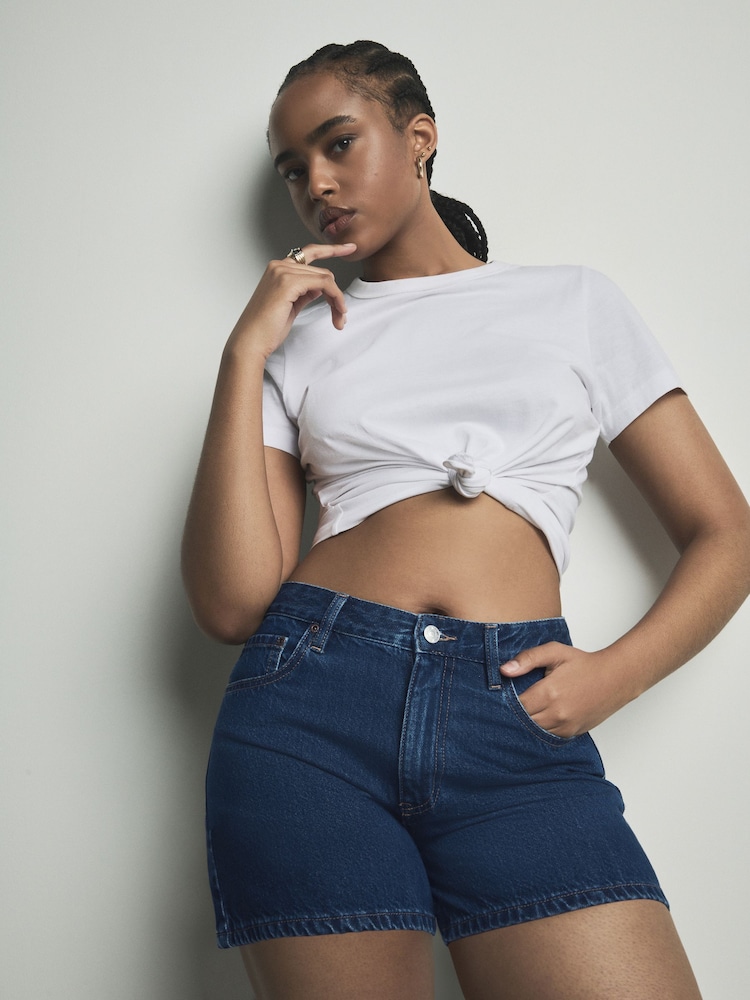 bleu foncé - Short Hourglass Denim 100% coton - Image 1 of 8