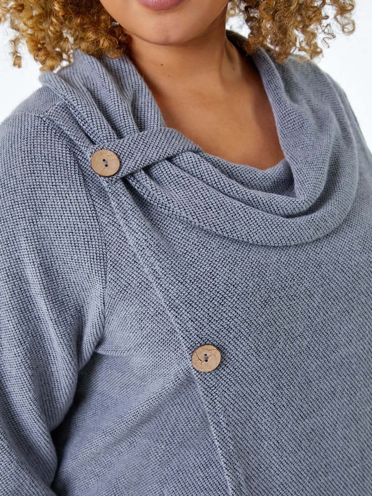 Roman Curve Cowl Neck Button Wrap Top - Imagen 4 de 4 Roman Curve Cowl Neck Button Wrap Top - Imagen 4 de 4