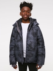 Abercrombie & Fitch Grey Wide Panel Quilted Puffer Coat - Image 1 of 5