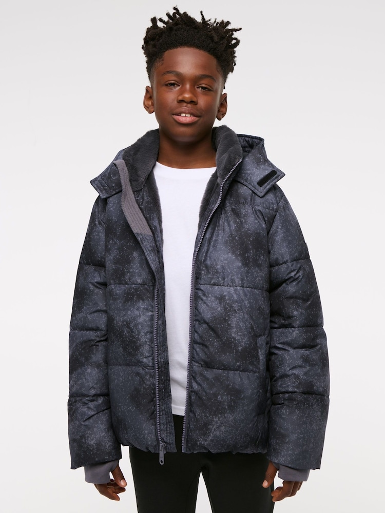 Abercrombie & Fitch Grey Wide Panel Quilted Puffer Coat - Image 1 of 5