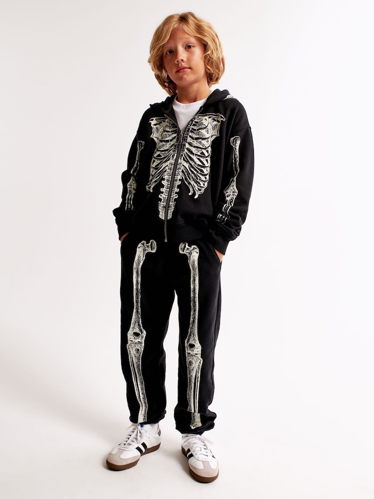 Abercrombie & Fitch Grey Halloween Skeleton Zip Hoodie - Image 2 of 7
