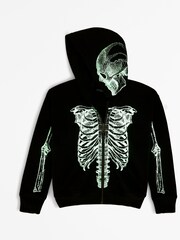Abercrombie & Fitch Grey Halloween Skeleton Zip Hoodie - Image 7 of 7