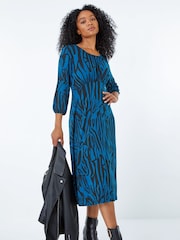 Roman Green Petite Animal Print Midi Dress - Image 1 of 5