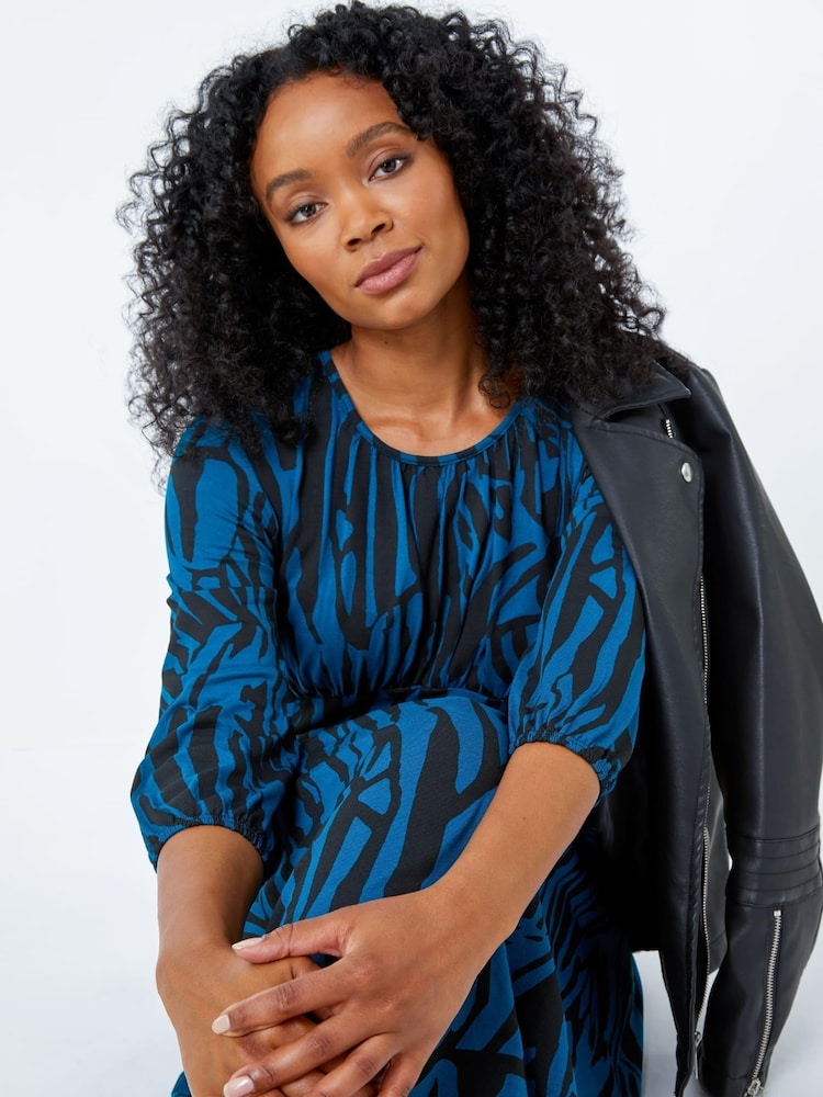 Roman Green Petite Animal Print Midi Dress - Image 2 of 5