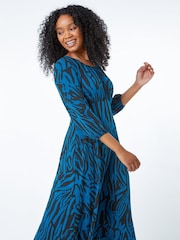 Roman Green Petite Animal Print Midi Dress - Image 3 of 5