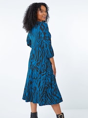 Roman Green Petite Animal Print Midi Dress - Image 4 of 5