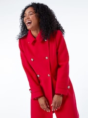 Roman Red Petite Double Breasted Military Coat - Image 2 of 5